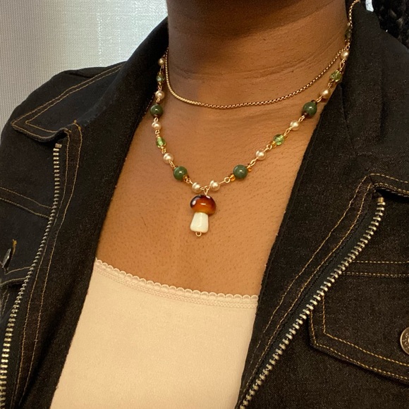 cute fairycore handmade mushroom necklace 🧚🏾 - Picture 1 of 2